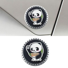 Panda Badge Rated Car Emblem, 4 x 4 Round Automotive Emblem Decal, 3D Metal Car Exterior Decoration Sticker Compatible with Cars, Trucks, SUVs, Wrangler Vehicles (Panda)