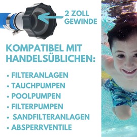 Kalitec Pool Adapter A - Hose Adapter Pool 38 mm and 32 mm - Pool Accessories Hose Nozzle with Sealing Ring (Set of 2)