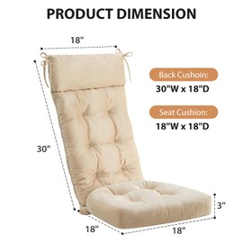 WEOAVRY Rocking Chair Cushions Indoor & Outdoor, Patio Glider Rocking Chair Cushions Set with Ties, Use on Porch, Nursery & High-Back Wooden Rocker