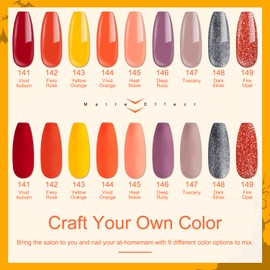 Lavender Violets 13 Pcs Gel Nail Polish Kit with 9 Colors Coat, 3 Bottles of Base Top Matt Top Coat and Nail File for Soak-off UV LED Gel Nail Art Design C966B