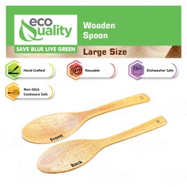 Wooden Kitchen Cooking Spoon, Solid Large Wood Serving Spoons for Stirring, Mixing, Non Stick Kitchen Utensil, Tableware, Scoop Ladle for Stews, Soups, Pasta, Salad, Sauce (1)