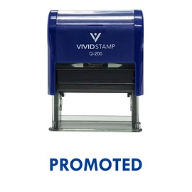 Promoted Self Inking Rubber Stamp (Blue Ink) - Medium