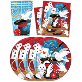 Magic Show Birthday Party Supplies Set Plates Napkins Cups Tableware Kit for 16