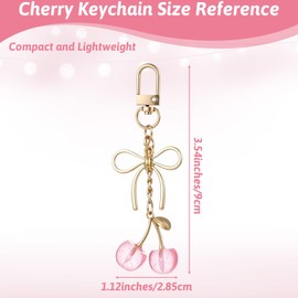 Gsbnjuy Cherry Keychain Cherry Bag Charm Women Cute Purse Handbag Fruit Accessories Leather Keyring Car Keychain Gifts Extender Chain for Women Purse Bag Charms Handbags