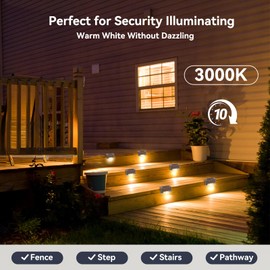 FOGULO 20 Pack Solar Fence Lights Outdoor for Step, Deck, Stairs, Railing, Small Waterproof LED Outside Security and Decor Lighting Easy to Install for Patio, Yard, Garden, Pool, Balcony (Warm White)