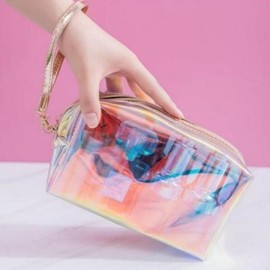[Fashion] Pouch Makeup Cosmetic Storage Translucent Square Aurora