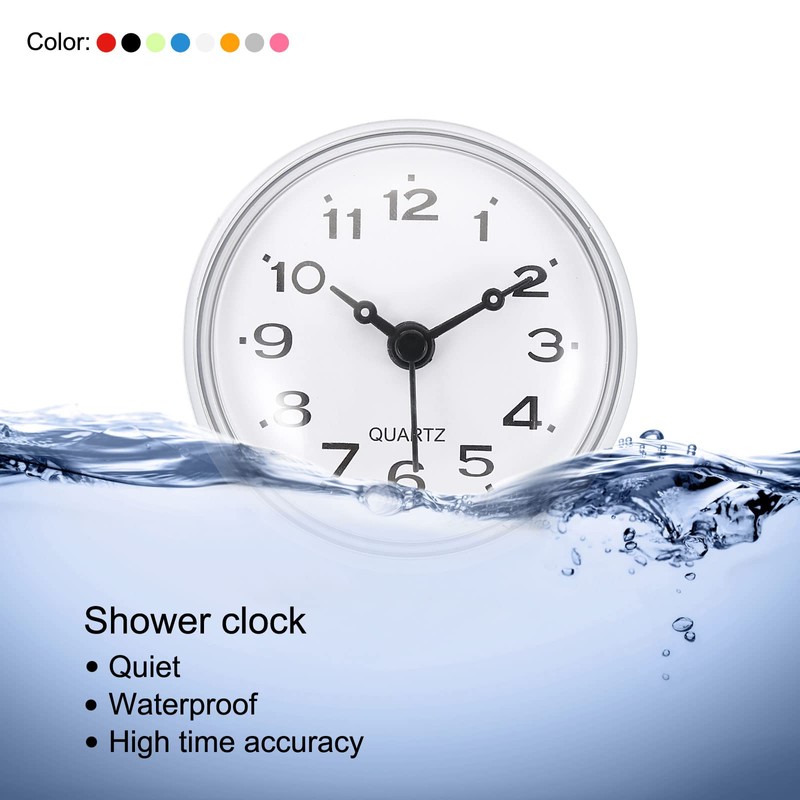 PATIKIL Waterproof Bathroom Clock Mini Round Wall Clock with Suction