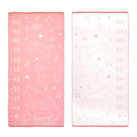 Imabari Towel, Iori "SUKU-SUKU Ongaku" Height Meter Bath Towel, Baby, Soft, Highly Absorbent (Pink)