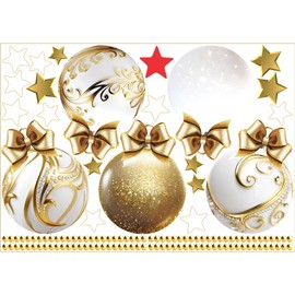 Calcomanías decorativas para ventanas de Navidad, efectos 3D, dorados, remolinos, diamantes, calcomanías de vinilo para Navidad, calcomanías temáticas de día festivo para ventanas, suministros de