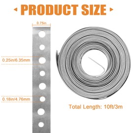 1Pack Gavanized Metal Pipe Strap 3/4-Inch x 10-Feet 28-Gauge Pipe Strapping with Holes Metal Pipe Hanger Strap for Pipe Support Hanging and Flexible Trimming