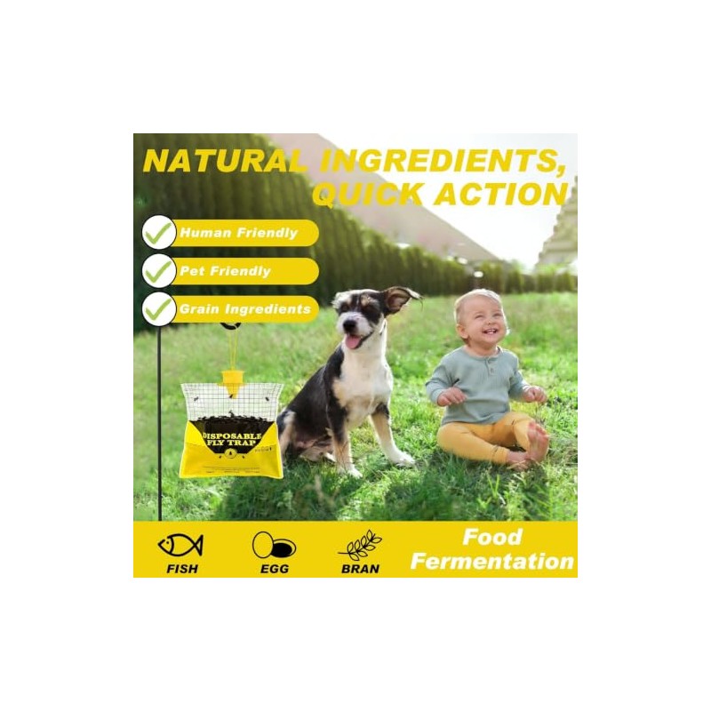 Glovv Outdoor Fly Traps - 6 Pack Disposable Bug Catchers