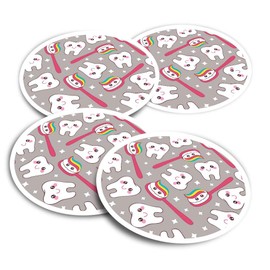 Vinyl Stickers (Set of 2) 10cm - Happy Teeth Toothpaste Dentist Fun Decals for Laptops,Tablets,Luggage,Scrap Booking,Fridges #12719