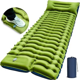 YUZONC Camping Sleeping Pad, Ultralight Camping Mat with Pillow Built-in Foot Pump
