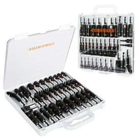 COMOWARE Magnetic Impact Nut Driver Set, 55Pcs Deep Nut Driver Set, Metric/SAE Sockets, Bit Extension, 1/4'' Quick Change, Cr-V Steel for Automotive & Industrial Use