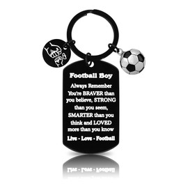 BOCHOI Football Keyring Football Gifts for Boys Fashion Sports Football Keychain Players Gift for Lovers Football Christmas Birthday Gift for Kids Stainless Steel Black Key Chain