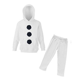 PandoraTees Kids Outfit - Fleece Hoodie and Bottom Set (12-18m, White)