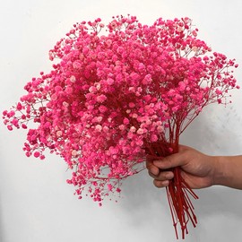 Dried-Babys-Breath-Flowers-Bouquet, 17.2In 2500+ Pink Flower, Natural Gypsophila Branches for Wedding, Valentine's Day, Dry Flowers Bulk for Vase, Home Party Decor, DIY Wreath Floral(3Oz Pink)