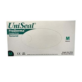 UniSeal ProDerma - Guantes de látex de grado médico, sin polvo, 1 bx de 100 cada uno, Natural, Pequeño, 1