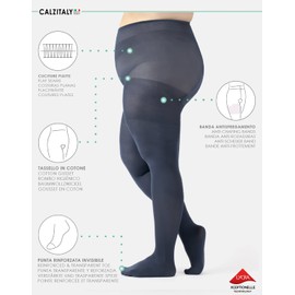 CALZITALY Plus Sizes Anti-Chafing Opaque Tights | 60 DEN | L - 4XL | Black | Italian Hosiery (3XL, Blue Jeans)