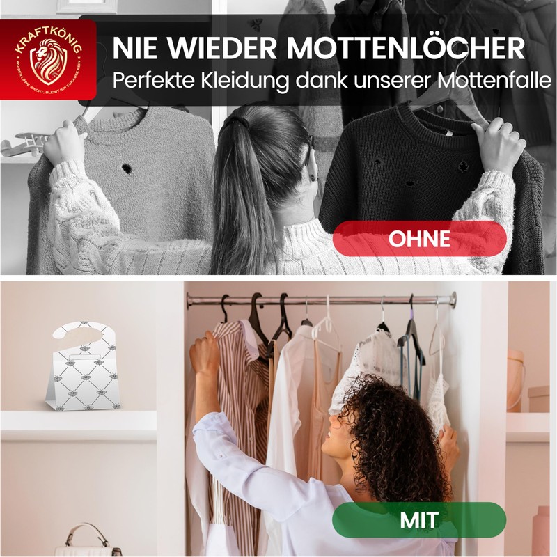 KRAFTKÖNIG Clothes Moth Trap White – 8 x Moth Traps