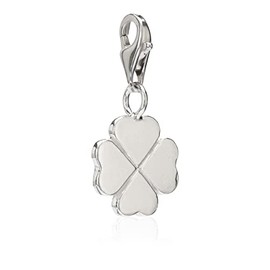 NKlaus 13227 Women's Clover Charm Pendant 925 Silver 12 x 12 mm for Charm Bracelet, Silver