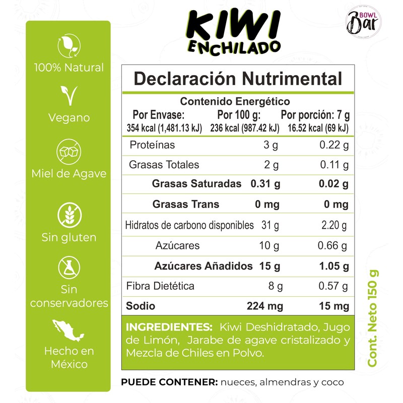 BOWL BAR | Kiwi Enchilado 100% natural, vegano, sin gluten
