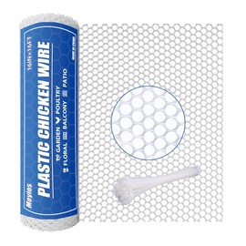 Moyios Heavy-Duty 16 inx16.4 ft White Plastic Chicken Wire Mesh, 300GSM Garden Fence with 30 Zip Ties - Flexible Poultry Netting for Balcony Barrier & DIY Crafts