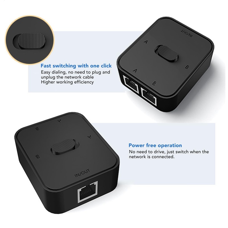 Gigabit Network Switch, RJ45 CAT6 2 Ports Network Switch Splitter