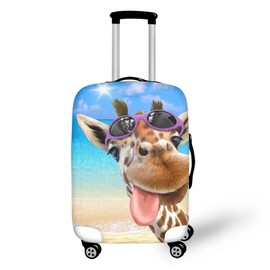 POLERO Novelty Luggage Cover Funny Giraffe Trolley Suitcase Protector Elastic Baggage Covers, for 22"-25" Luggage