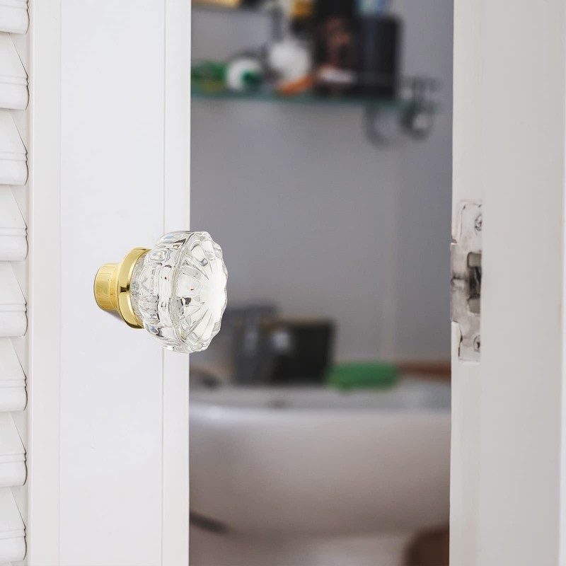 Amylove 8 Set Crystal Door Knobs Mortise Style Fluted Glass