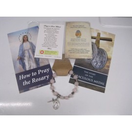 Handcrafted Rosary Bracelet and Kit Rose Quartz Beads and Silver Hearts