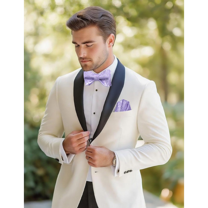 Hi-Tie Men's Bow Tie Self Tie Bow Ties Lavender Silk