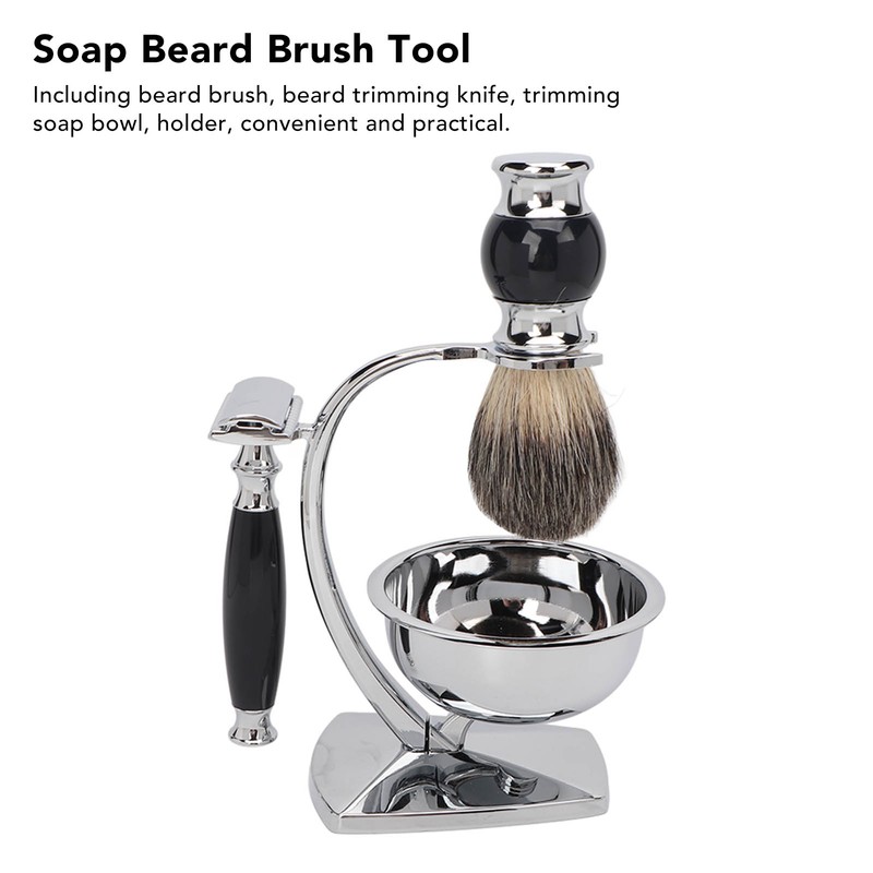 4 in 1 Soap Beard Brush Kits Brush Bowl Holder
