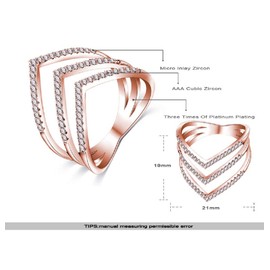 YUANYI - Anillo de boda con circonita cúbica de oro rosa con forma de V en punta, tallas 5-10 (código de EE.UU. 7)