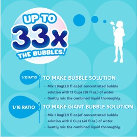 SYNCFUN 6 Packs Giant Bubble Concentrated Solution (Up to 4.5 Gallons), 6 Pouches Solution Refill for Bubble Machine, Wands, Blower, Easter, Outdoors Activity