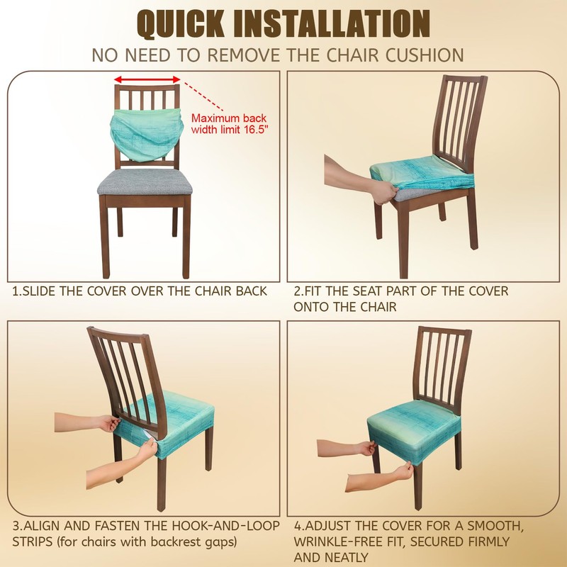 JQinHome Waterproof Dining Chair Seat Covers Set of 2 |