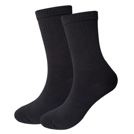 Womens 2-Pack Black Anti Stink Odor Resistant Seamless Cotton Moisture Wicking Crew Dress Socks, Size 6-10