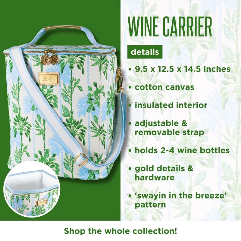 Lilly Pulitzer Insulated Wine Carrier, Cooler Bag Holds up to