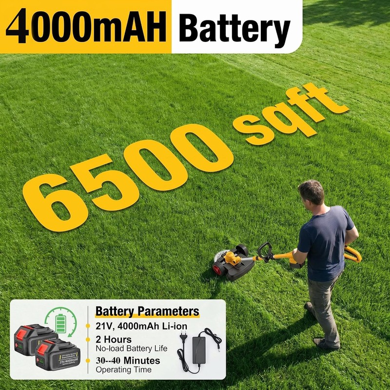 Cordless Weed Wacker with Wheels, 5-in-1 Electric String Trimmer, Battery