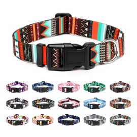 Mercano Adjustable Dog Collar - Special Design Patterns, Soft Nylon Comfortable Durable Pet Collar for Small Medium Large Dogs (S, Tribal Green)