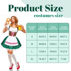 ramede 6 Pcs Women Beer Oktoberfest Costume German Dress Skirt Support Long Sock Hairband Beer Mug for Cosplay Party(Small)