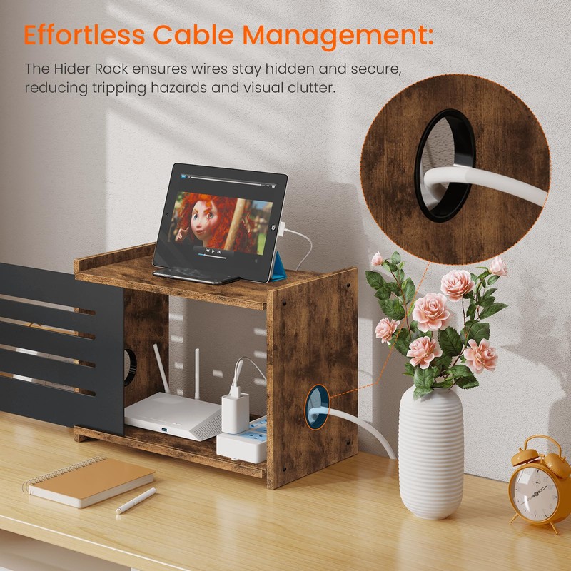 Homode Router Shelf, Wood Wifi Box Hider, Projector Shelf Stand,
