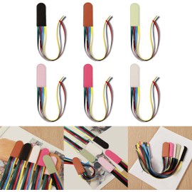 Ribbon Bookmarks Leather Bookmarks Creative Book Markers Bible Page Markers with 5 Color Ribbons for Book Reading, Book Accessories (Light Brown)