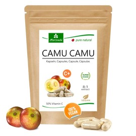 Vitamin C Kapseln - Camu Camu Extrakt hochdosiert - 4 Monate Vorrat - 40x mehr Vitamin C als Zitronen - Vegan & Glutenfrei - 120 Caps von MoriVeda
