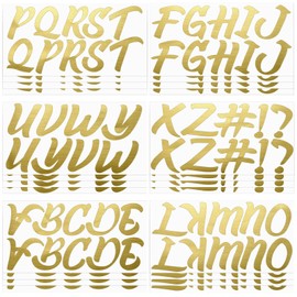 Jinei 232 Pcs 24 Sheets Large Gold Letter Stickers 2.5 Inch Alphabet Letter Stickers Self Adhesive Letters Stickers for Mailbox Classroom Home Door Window Decor