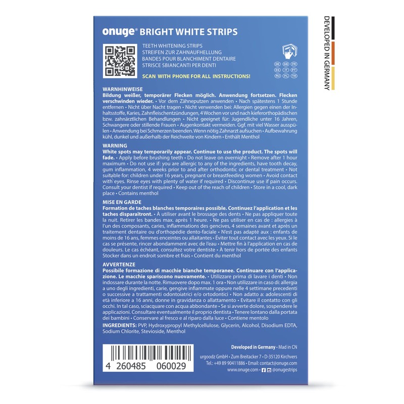 Onuge Bright White Teeth Whitening Strips - Whitening Strips -