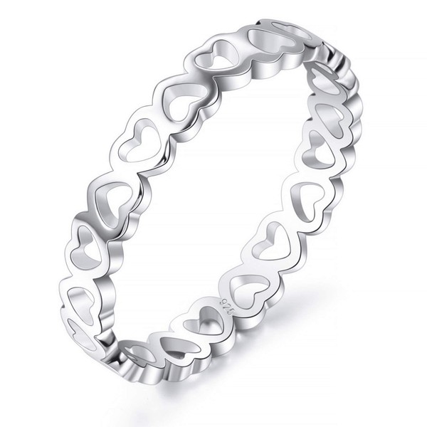 INBLUE 929 Sterling Silver Heart Rings for Women Lover Sisters