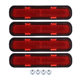 X AUTOHAUX 4 Pcs M5x0.8 Red Plastic Universal Rectangular Screw Mount Reflective Warning Reflector for Motorcycle Bike
