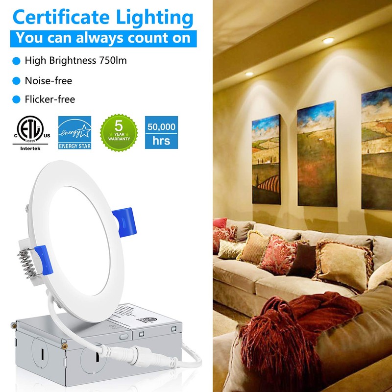 INCARLED 4Inch 3CCT LED Recessed Slim Pot Light with Junction