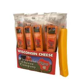 Wisconsin Cheese Company - 100% Wisconsin Cheddar Cheese Sticks, 1 oz. (24 Pack) Single Serve Snack Cheese Sticks | Low Carb & Keto-Friendly | Locally Sourced Wisconsin Cheese | Great for Travel, Hiking, Biking & Lunch Boxes